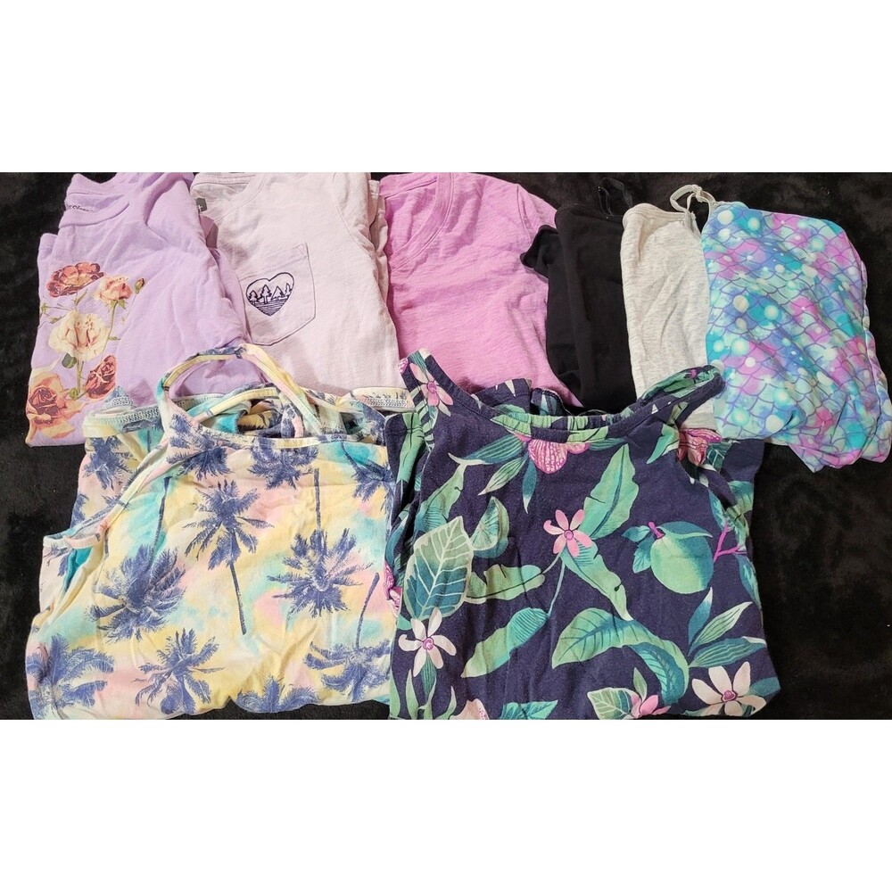 Mixed Lot Of Summer Girls Clothes Kids Size Medium Rompers Tops Swimsuit